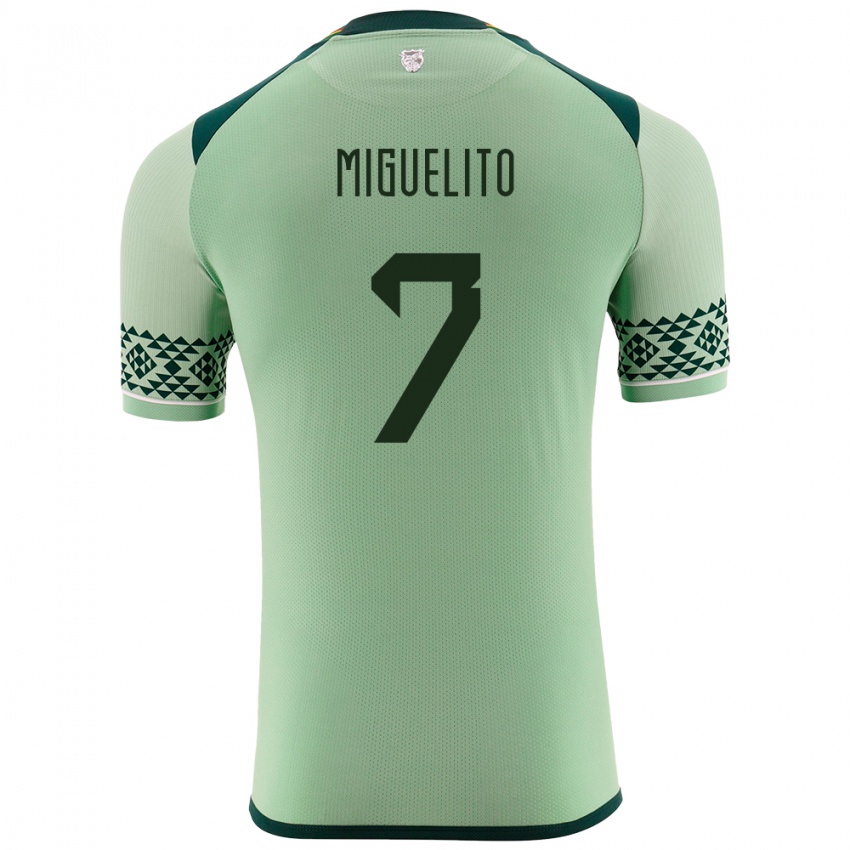 Niño Camiseta Bolivia Miguelito #7 Verde Claro 1ª Equipación 24-26 La Camisa Perú
