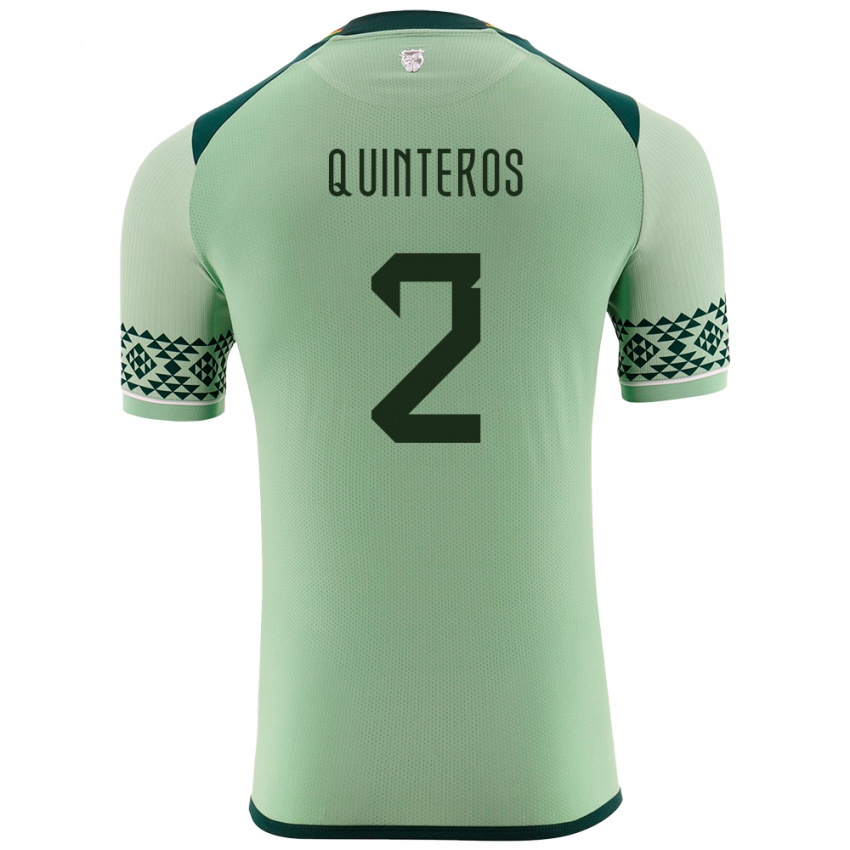 Niño Camiseta Bolivia Jairo Quinteros #2 Verde Claro 1ª Equipación 24-26 La Camisa Perú