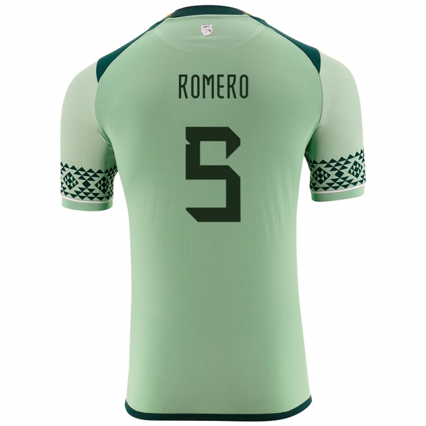 Niño Camiseta Bolivia César Romero #5 Verde Claro 1ª Equipación 24-26 La Camisa Perú