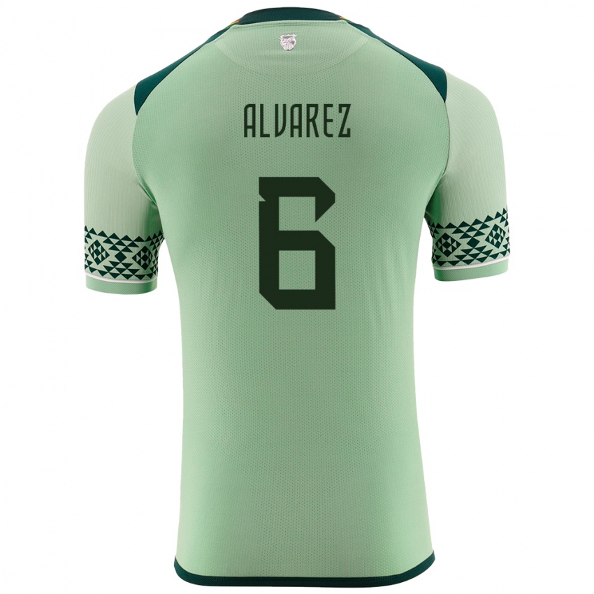 Niño Camiseta Bolivia Eduardo Álvarez #6 Verde Claro 1ª Equipación 24-26 La Camisa Perú