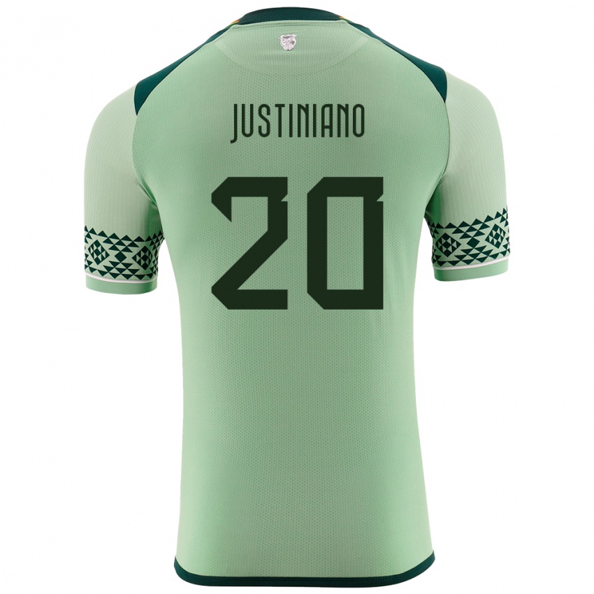 Niño Camiseta Bolivia Leonardo Justiniano #20 Verde Claro 1ª Equipación 24-26 La Camisa Perú