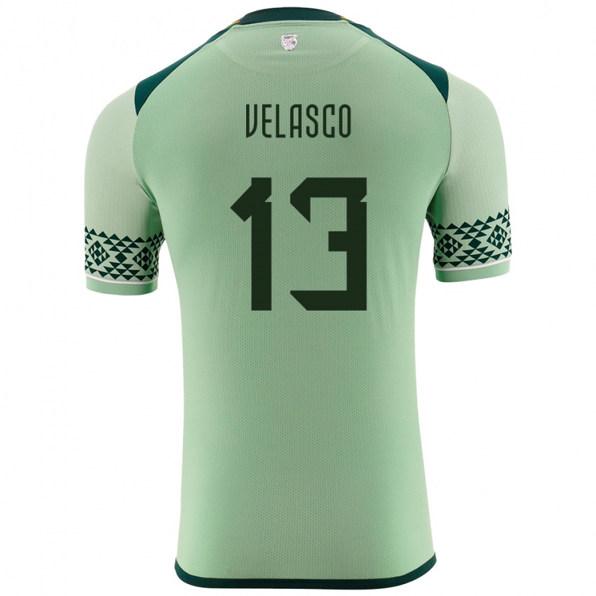 Niño Camiseta Bolivia Jhon Velasco #13 Verde Claro 1ª Equipación 24-26 La Camisa Perú