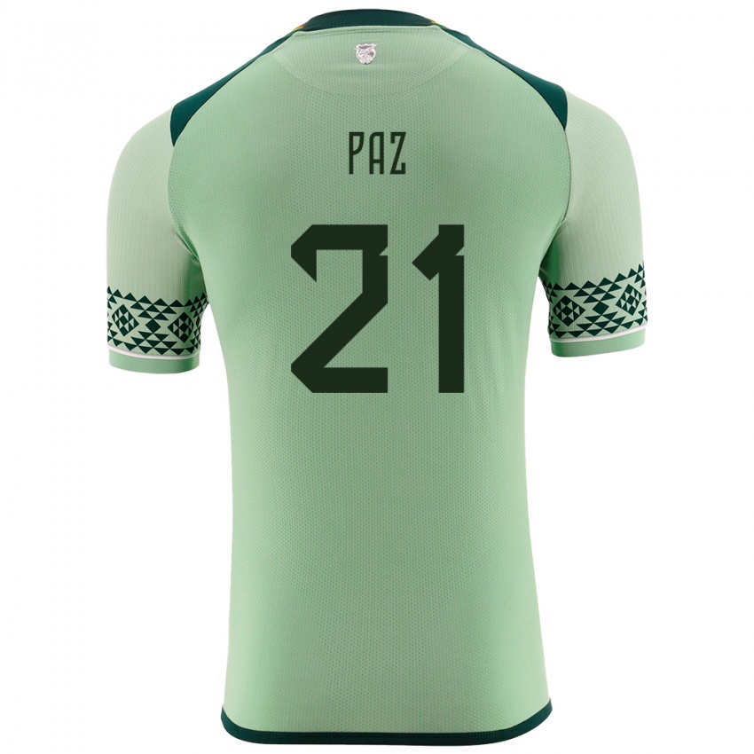 Niño Camiseta Bolivia Luis Paz #21 Verde Claro 1ª Equipación 24-26 La Camisa Perú