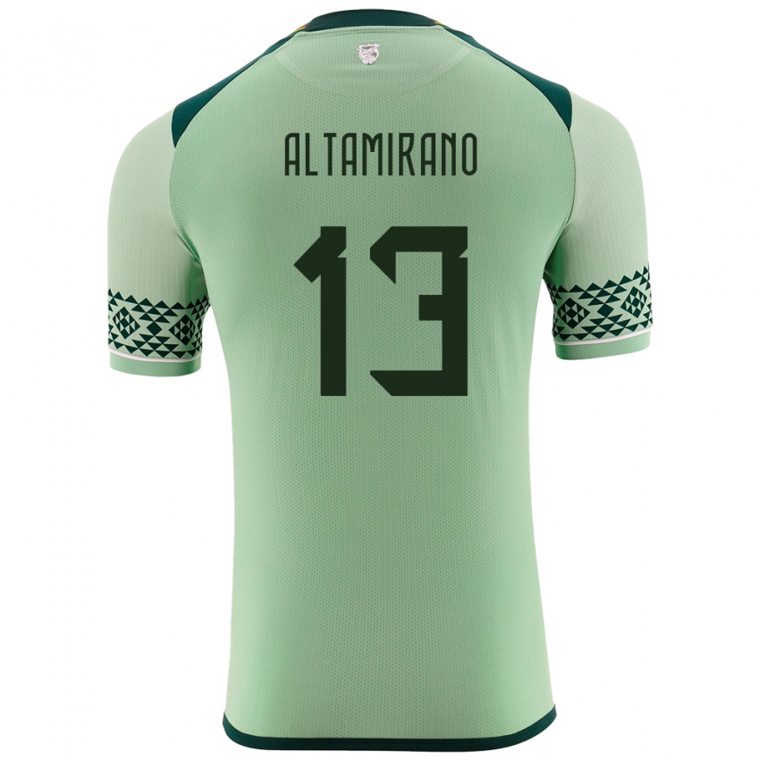 Niño Camiseta Bolivia Sebastian Altamirano #13 Verde Claro 1ª Equipación 24-26 La Camisa Perú