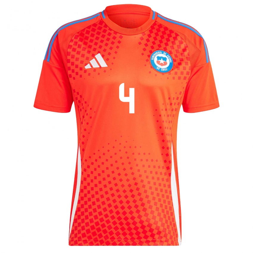 Niño Camiseta Chile Lucas Velásquez #4 Rojo 1ª Equipación 24-26 La Camisa Perú