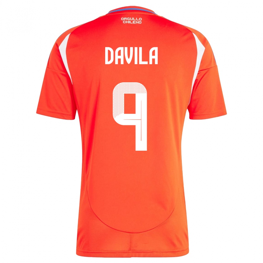 Niño Camiseta Chile Víctor Dávila #9 Rojo 1ª Equipación 24-26 La Camisa Perú