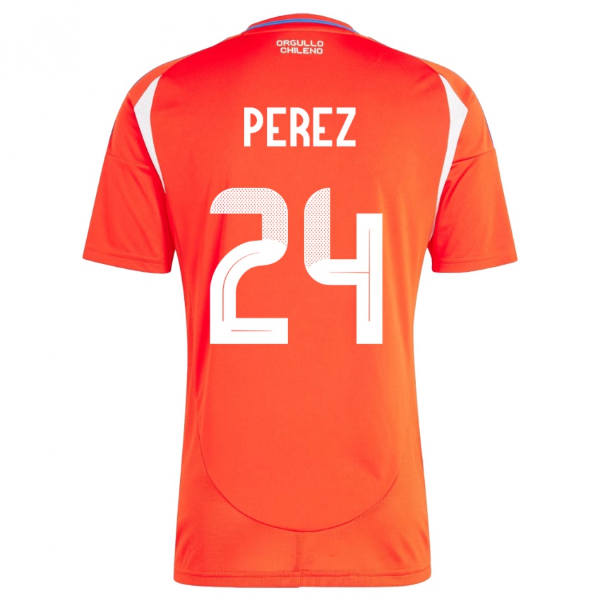 Niño Camiseta Chile César Pérez #24 Rojo 1ª Equipación 24-26 La Camisa Perú