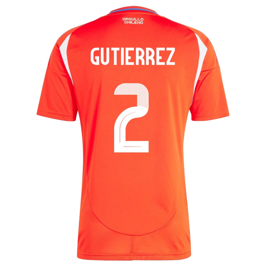 Niño Camiseta Chile Joaquín Gutiérrez #2 Rojo 1ª Equipación 24-26 La Camisa Perú