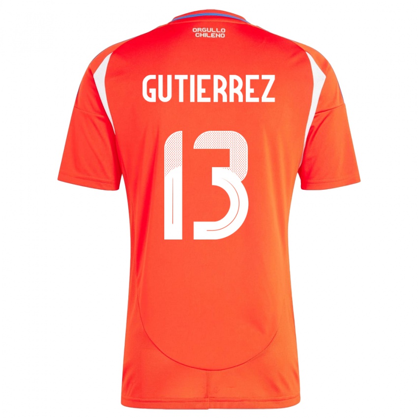 Niño Camiseta Chile Daniel Gutiérrez #13 Rojo 1ª Equipación 24-26 La Camisa Perú