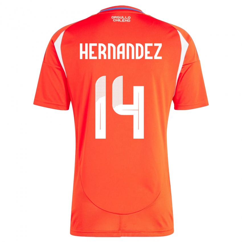 Niño Camiseta Chile Leandro Hernández #14 Rojo 1ª Equipación 24-26 La Camisa Perú