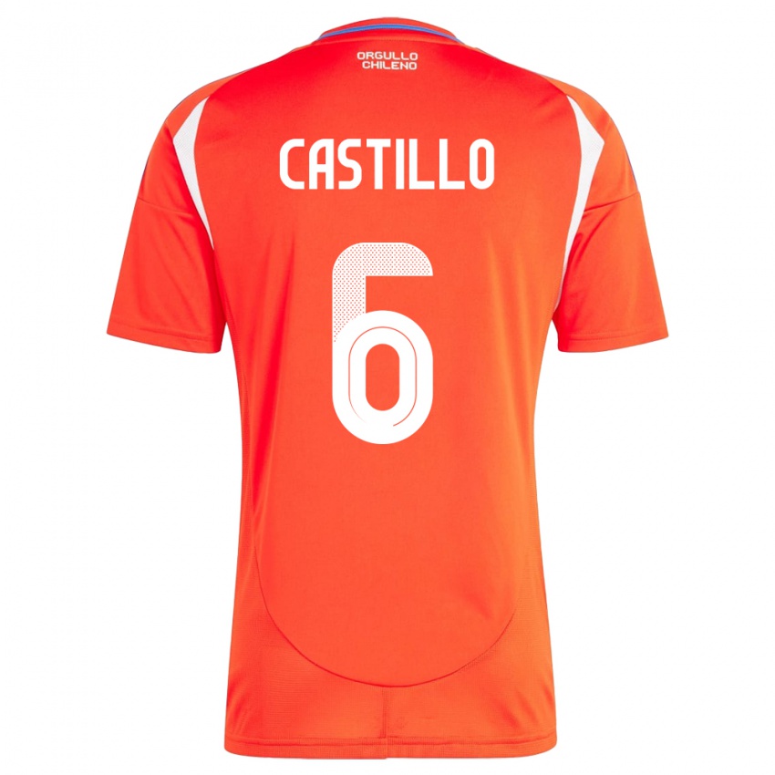 Niño Camiseta Chile Cristóbal Castillo #6 Rojo 1ª Equipación 24-26 La Camisa Perú