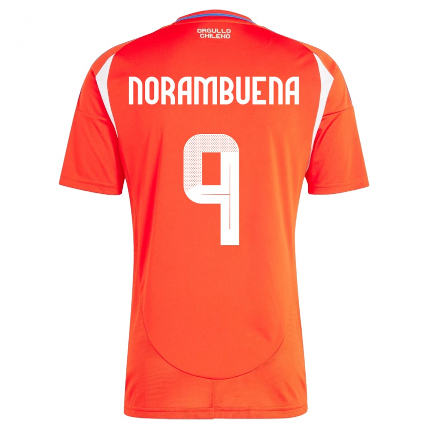 Niño Camiseta Chile Gabriel Norambuena #9 Rojo 1ª Equipación 24-26 La Camisa Perú