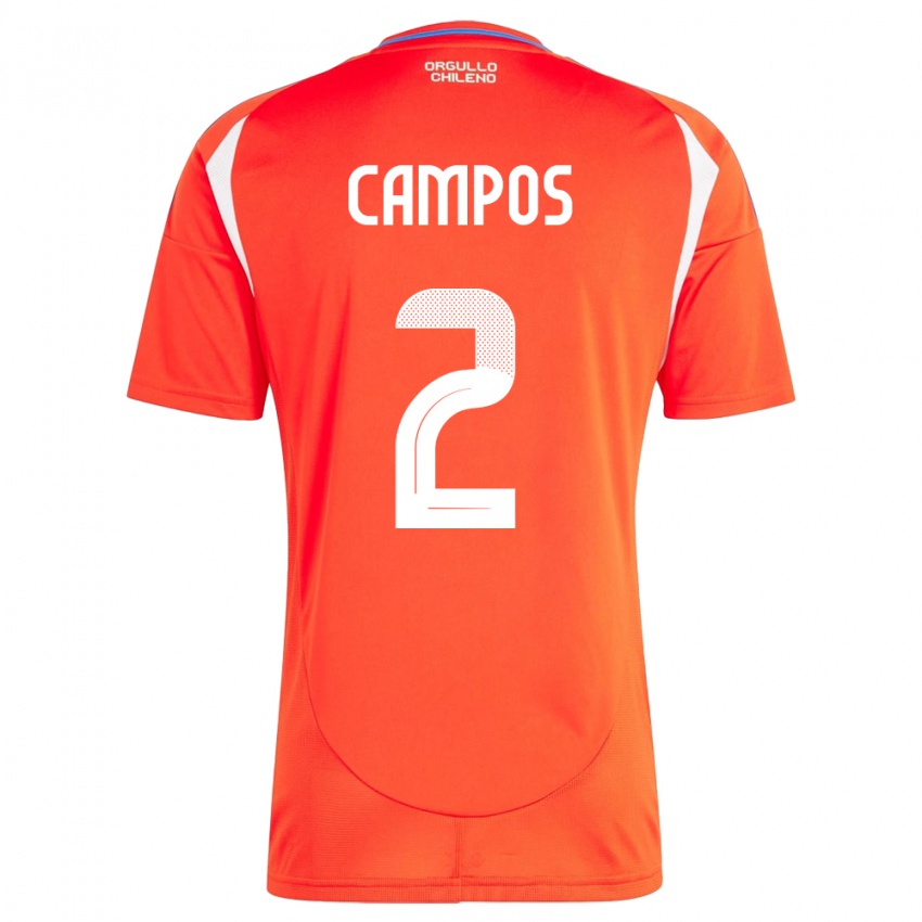 Niño Camiseta Chile Víctor Campos #2 Rojo 1ª Equipación 24-26 La Camisa Perú