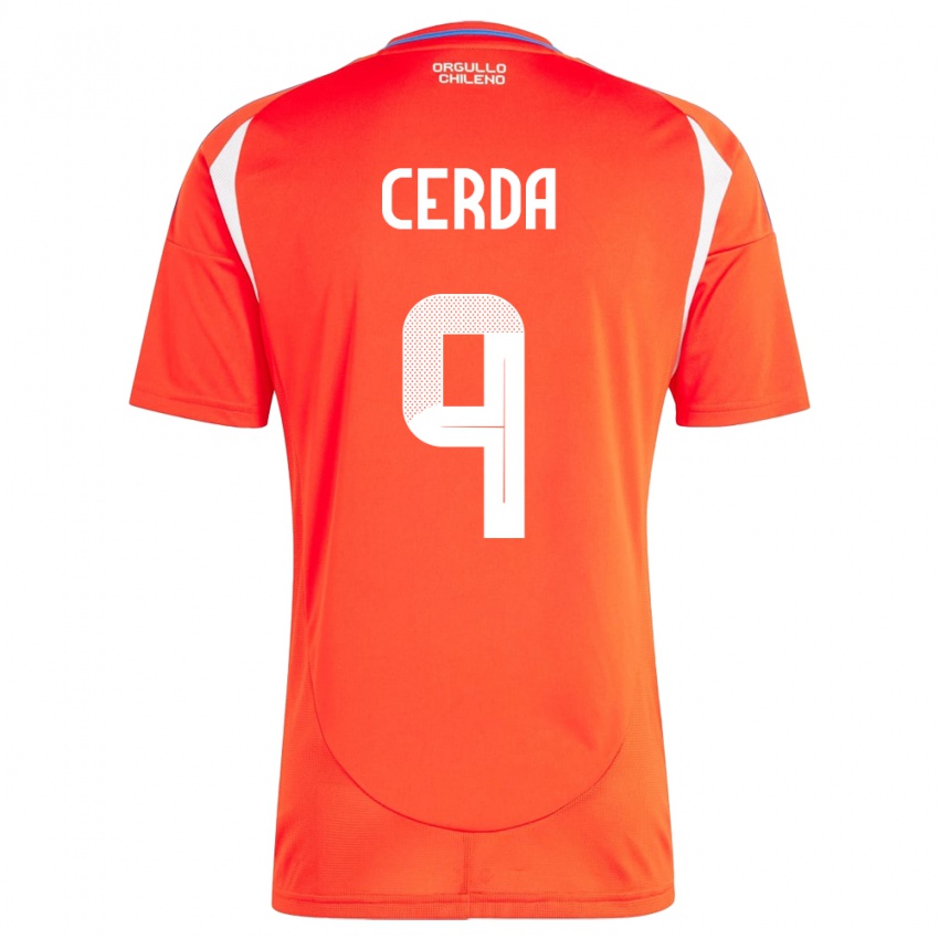 Niño Camiseta Chile Axel Cerda #9 Rojo 1ª Equipación 24-26 La Camisa Perú