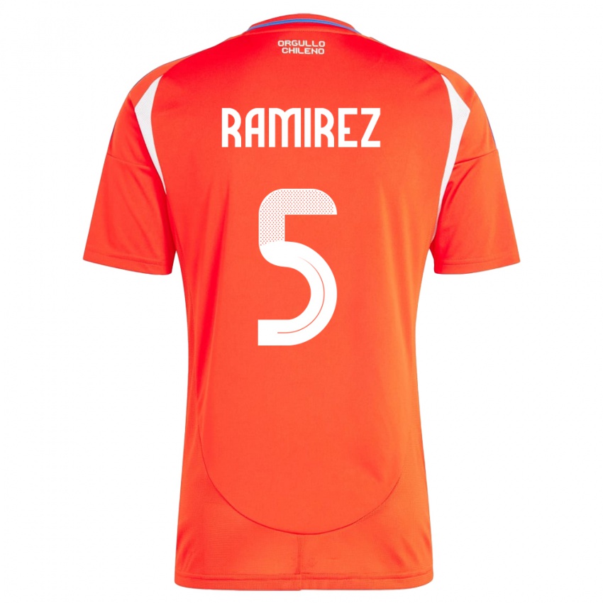 Niño Camiseta Chile Fernanda Ramírez #5 Rojo 1ª Equipación 24-26 La Camisa Perú