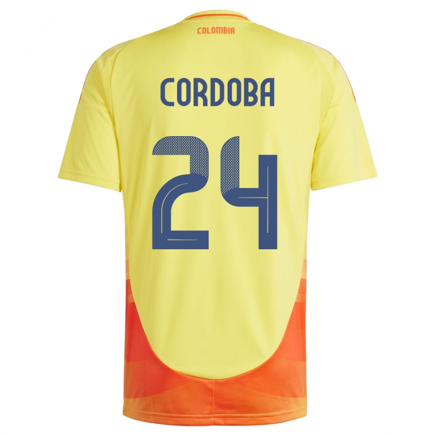 Niño Camiseta Colombia Jhon Córdoba #24 Amarillo 1ª Equipación 24-26 La Camisa Perú