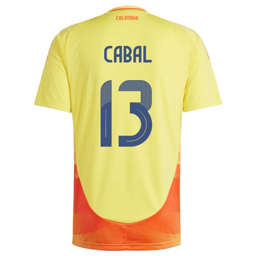 Niño Camiseta Colombia Juan Cabal #13 Amarillo 1ª Equipación 24-26 La Camisa Perú