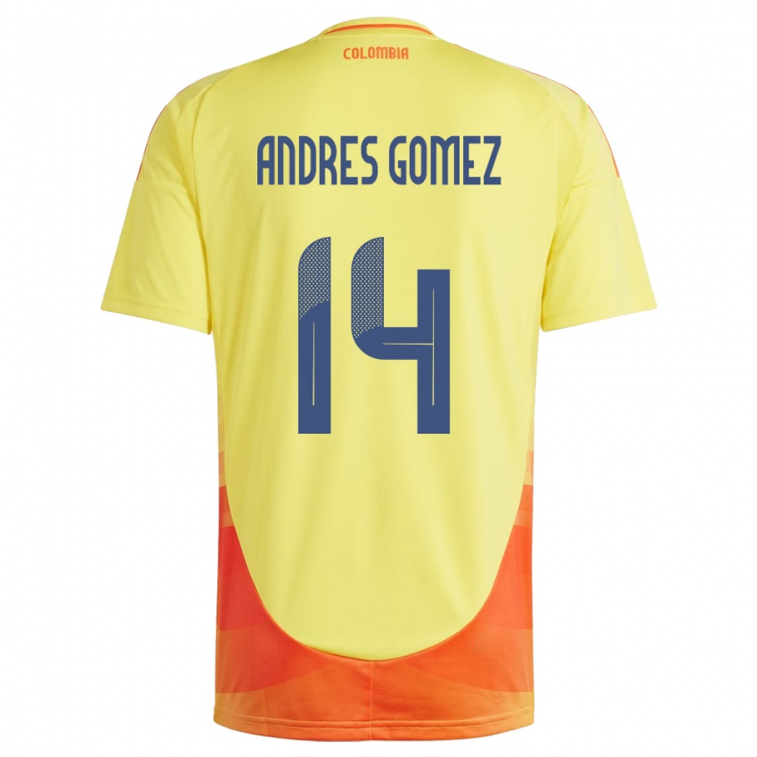 Niño Camiseta Colombia Carlos Andrés Gómez #14 Amarillo 1ª Equipación 24-26 La Camisa Perú