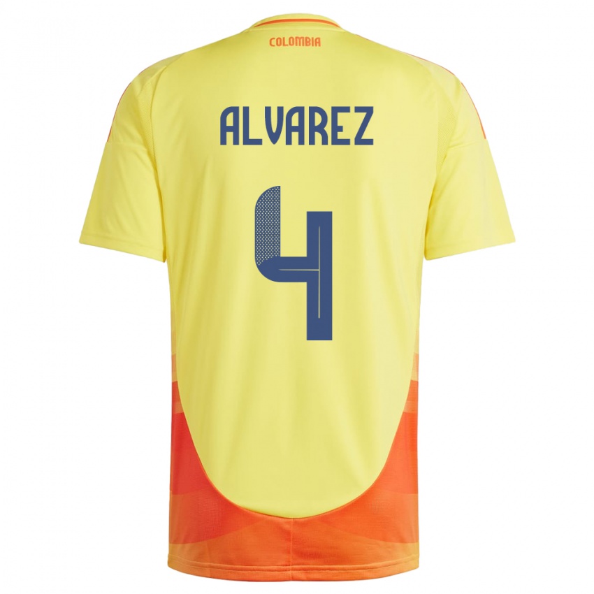 Niño Camiseta Colombia Fernando Álvarez #4 Amarillo 1ª Equipación 24-26 La Camisa Perú