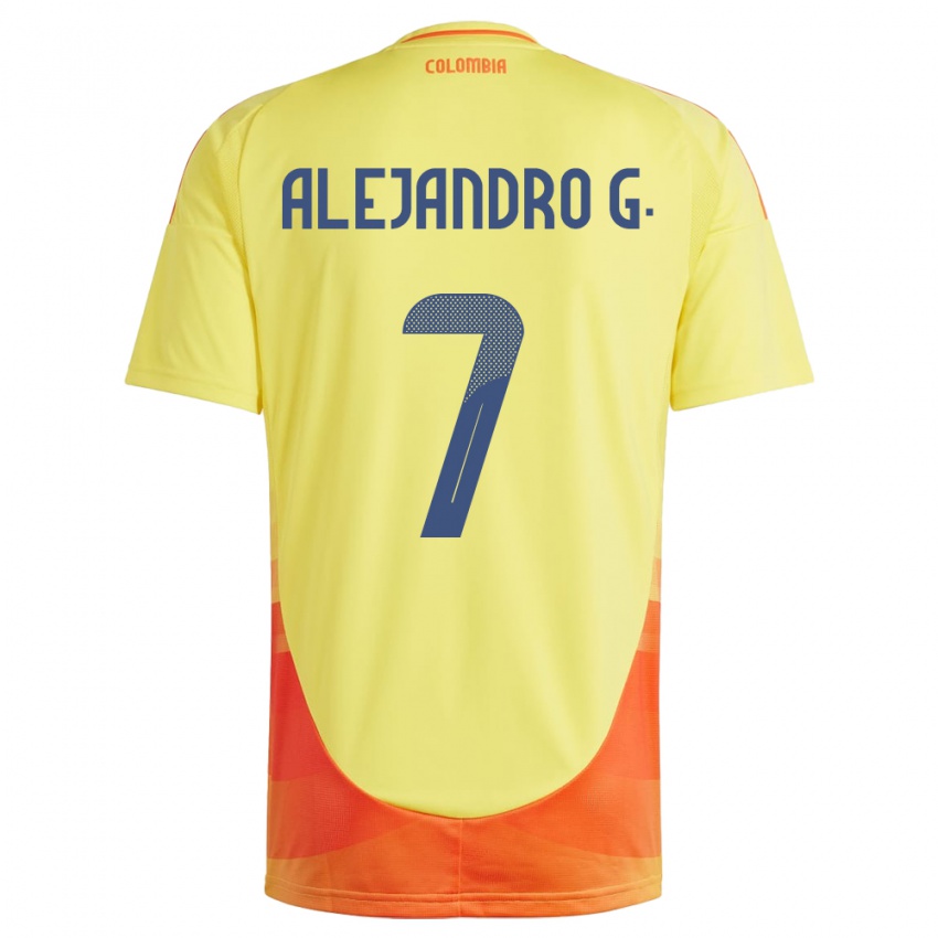 Niño Camiseta Colombia Alejandro García #7 Amarillo 1ª Equipación 24-26 La Camisa Perú