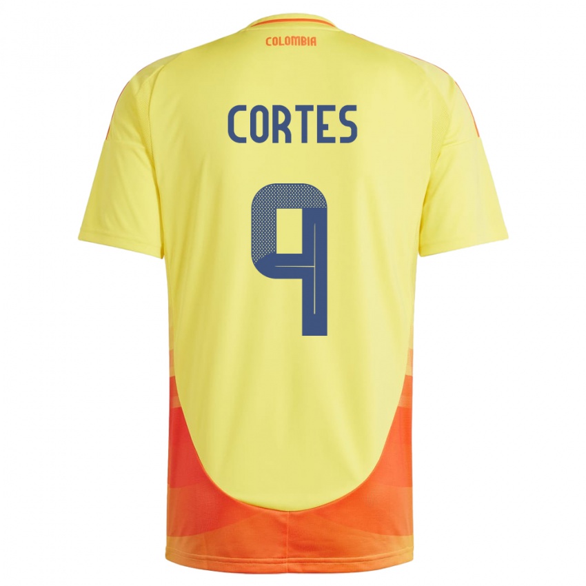 Niño Camiseta Colombia Carlos Cortés #9 Amarillo 1ª Equipación 24-26 La Camisa Perú