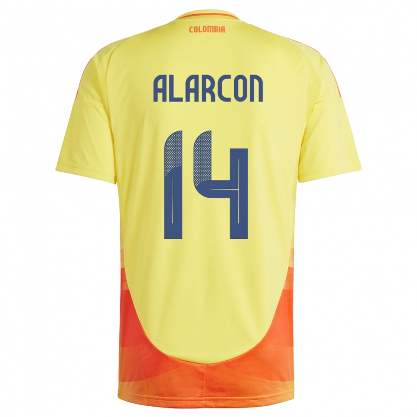 Niño Camiseta Colombia Andrés Alarcón #14 Amarillo 1ª Equipación 24-26 La Camisa Perú