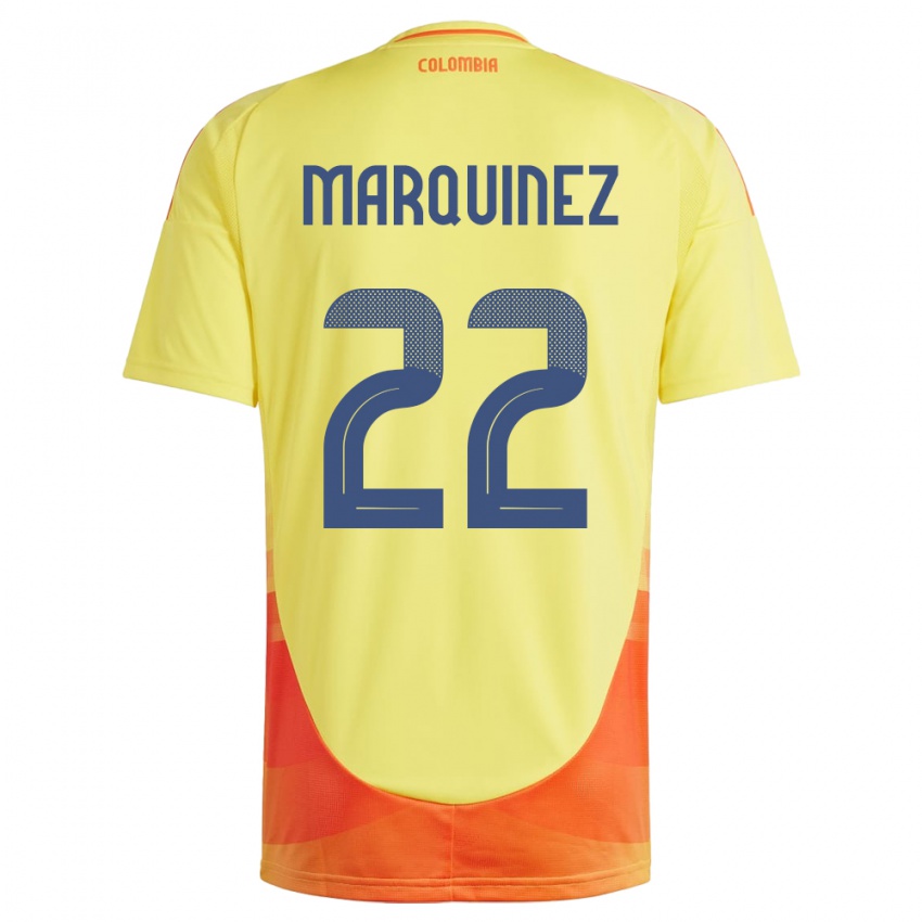 Niño Camiseta Colombia Luis Marquinez #22 Amarillo 1ª Equipación 24-26 La Camisa Perú