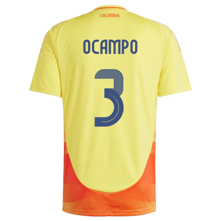 Niño Camiseta Colombia Édier Ocampo #3 Amarillo 1ª Equipación 24-26 La Camisa Perú