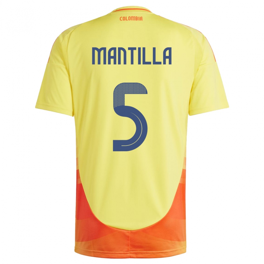 Niño Camiseta Colombia Kevin Mantilla #5 Amarillo 1ª Equipación 24-26 La Camisa Perú