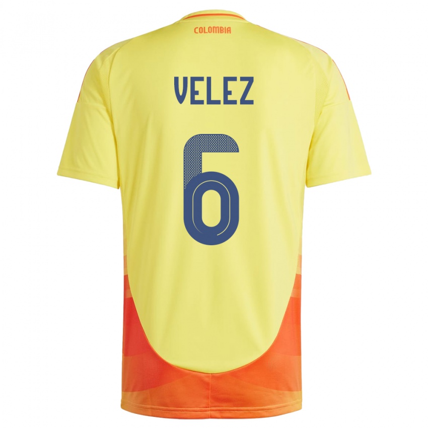 Niño Camiseta Colombia Jhon Vélez #6 Amarillo 1ª Equipación 24-26 La Camisa Perú