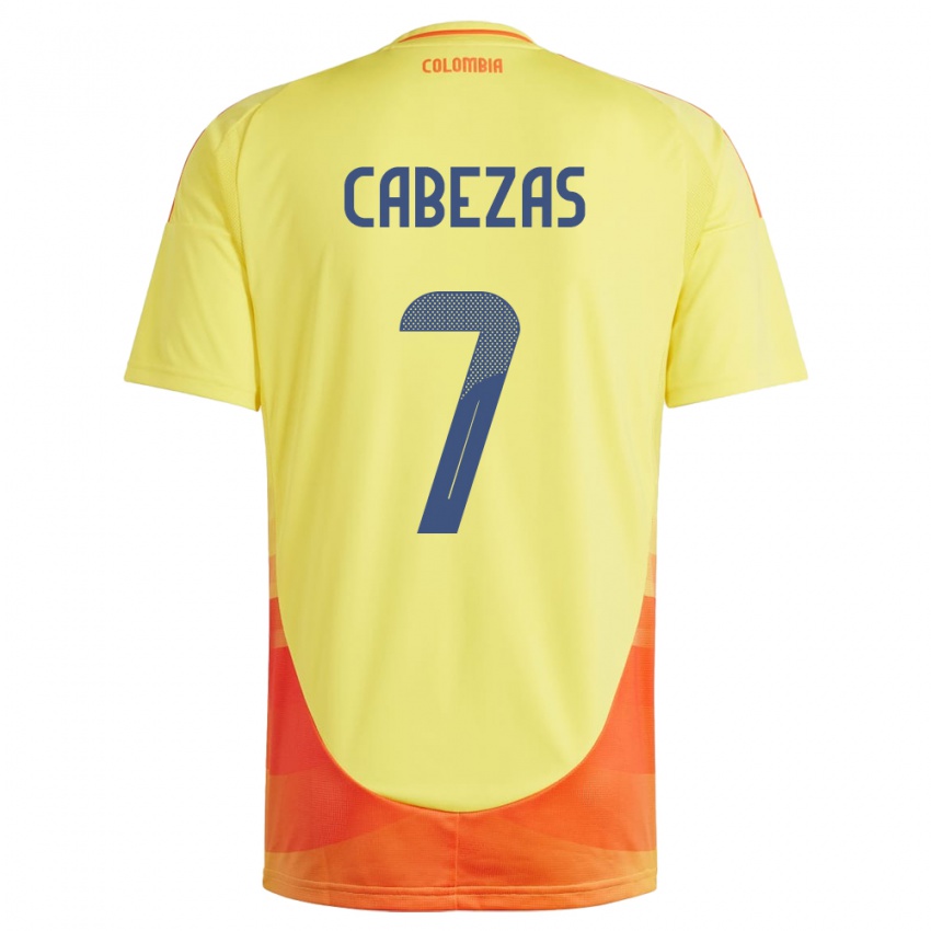 Niño Camiseta Colombia Jorge Cabezas #7 Amarillo 1ª Equipación 24-26 La Camisa Perú