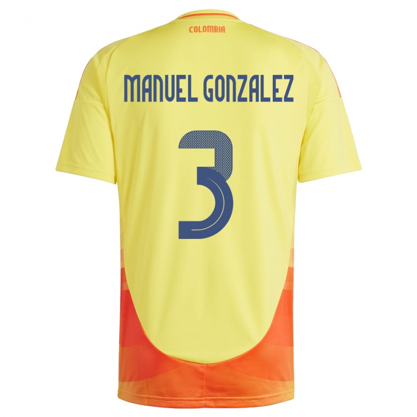 Niño Camiseta Colombia Carlos Manuel González #3 Amarillo 1ª Equipación 24-26 La Camisa Perú