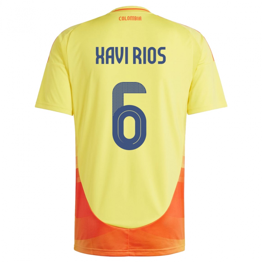 Niño Camiseta Colombia Xavi Ríos #6 Amarillo 1ª Equipación 24-26 La Camisa Perú