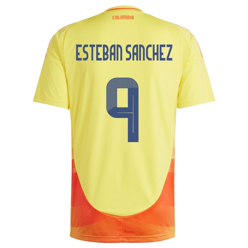 Niño Camiseta Colombia Juan Esteban Sánchez #9 Amarillo 1ª Equipación 24-26 La Camisa Perú