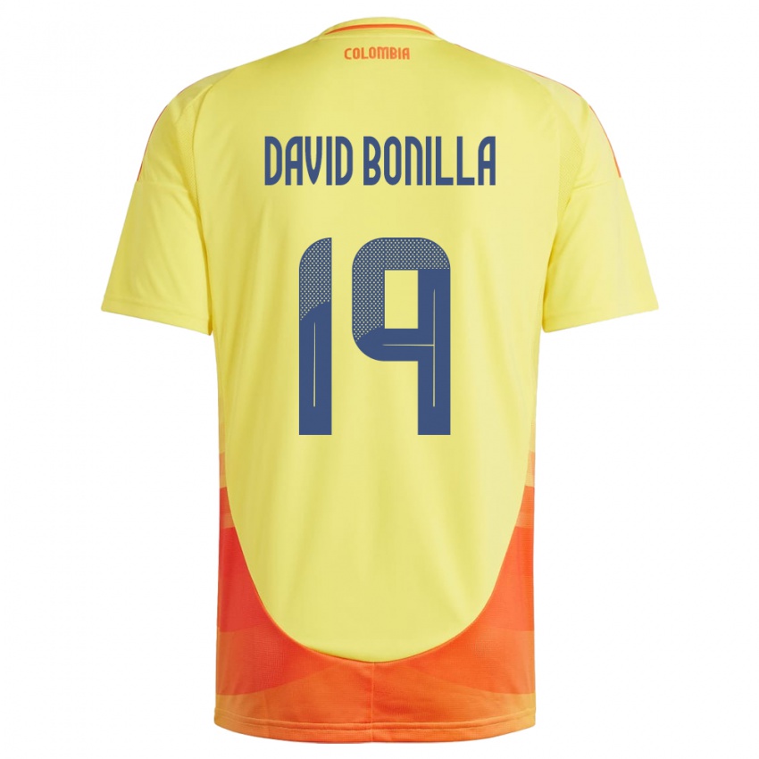 Niño Camiseta Colombia Juan David Bonilla #19 Amarillo 1ª Equipación 24-26 La Camisa Perú