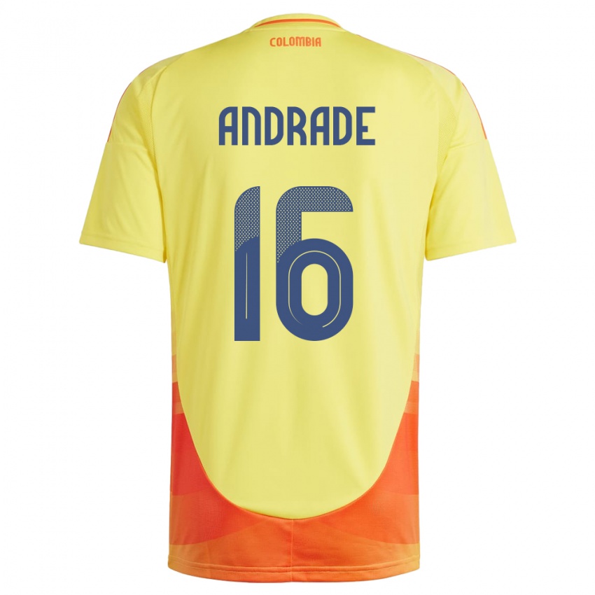 Niño Camiseta Colombia Lady Andrade #16 Amarillo 1ª Equipación 24-26 La Camisa Perú