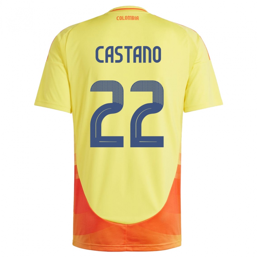 Niño Camiseta Colombia Stefany Castaño #22 Amarillo 1ª Equipación 24-26 La Camisa Perú