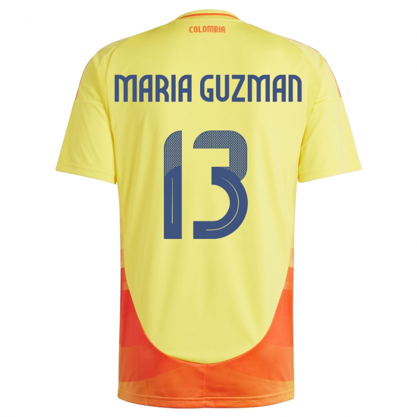 Niño Camiseta Colombia Ana María Guzmán #13 Amarillo 1ª Equipación 24-26 La Camisa Perú