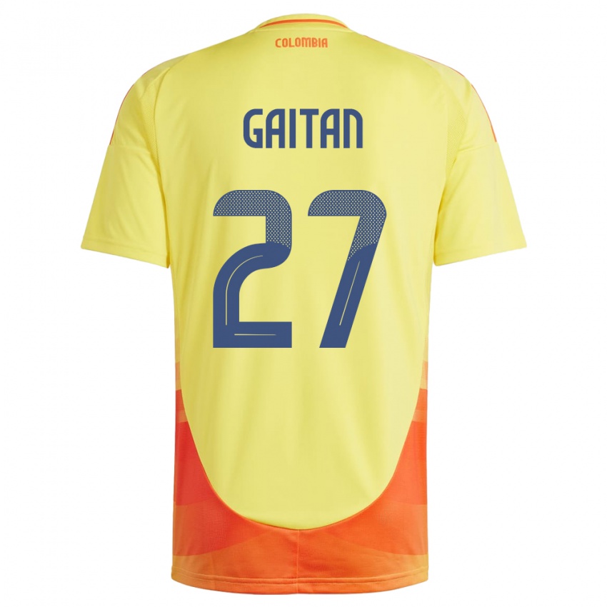 Niño Camiseta Colombia Natalia Gaitán #27 Amarillo 1ª Equipación 24-26 La Camisa Perú