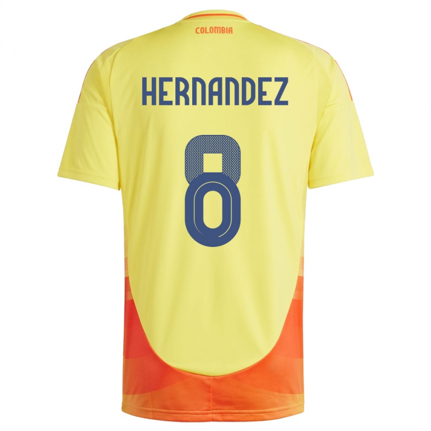 Niño Camiseta Colombia Natalia Hernández #8 Amarillo 1ª Equipación 24-26 La Camisa Perú