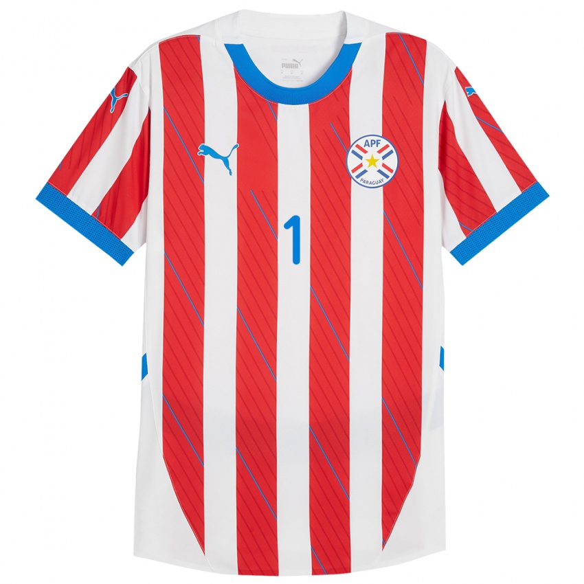 Niño Camiseta Paraguay Carlos Coronel #1 Blanco Rojo 1ª Equipación 24-26 La Camisa Perú