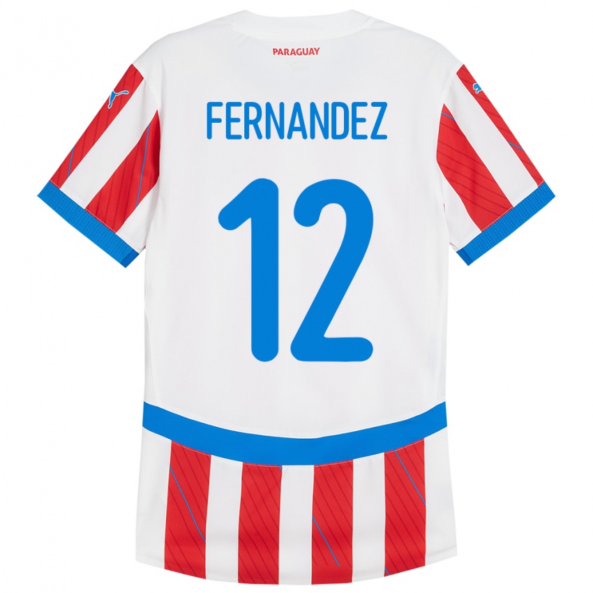 Niño Camiseta Paraguay Gatito Fernández #12 Blanco Rojo 1ª Equipación 24-26 La Camisa Perú