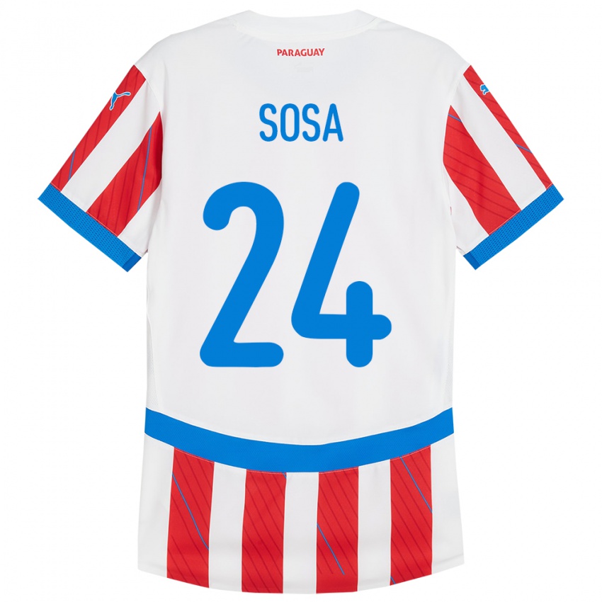 Niño Camiseta Paraguay Ramón Sosa #24 Blanco Rojo 1ª Equipación 24-26 La Camisa Perú