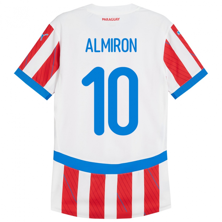 Niño Camiseta Paraguay Miguel Almirón #10 Blanco Rojo 1ª Equipación 24-26 La Camisa Perú