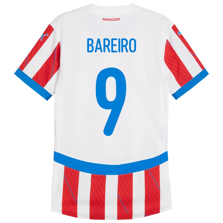 Niño Camiseta Paraguay Adam Bareiro #9 Blanco Rojo 1ª Equipación 24-26 La Camisa Perú