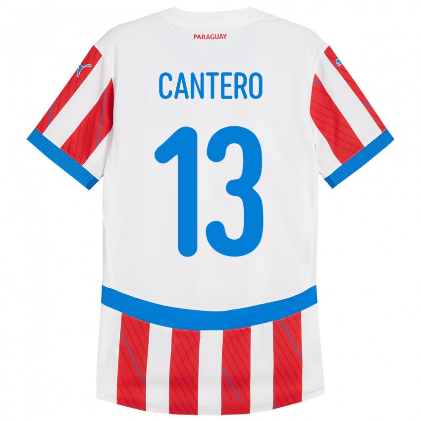 Niño Camiseta Paraguay Alexis Cantero #13 Blanco Rojo 1ª Equipación 24-26 La Camisa Perú