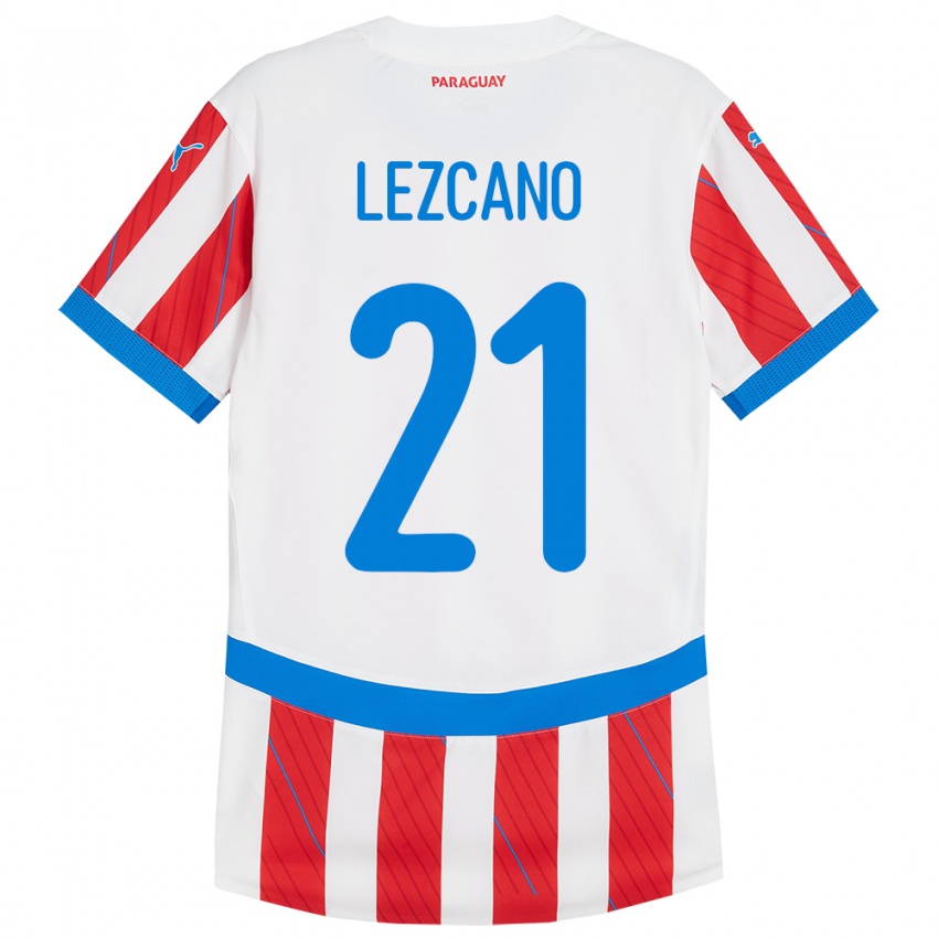 Niño Camiseta Paraguay Rubén Lezcano #21 Blanco Rojo 1ª Equipación 24-26 La Camisa Perú