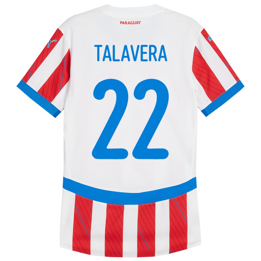 Niño Camiseta Paraguay Javier Talavera #22 Blanco Rojo 1ª Equipación 24-26 La Camisa Perú