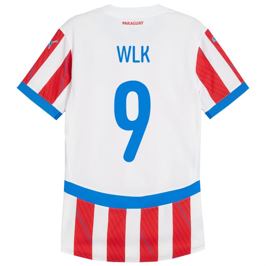 Niño Camiseta Paraguay Allan Wlk #9 Blanco Rojo 1ª Equipación 24-26 La Camisa Perú