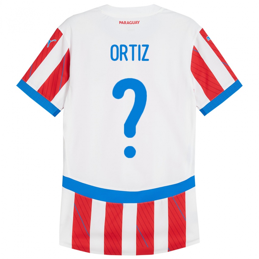 Niño Camiseta Paraguay Rolando Ortíz #0 Blanco Rojo 1ª Equipación 24-26 La Camisa Perú